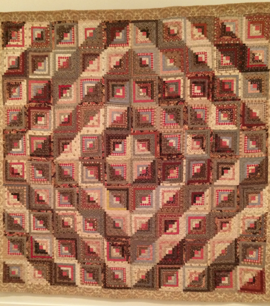 Log Cabin Quilt, 1880 to 1900, maker unknown.